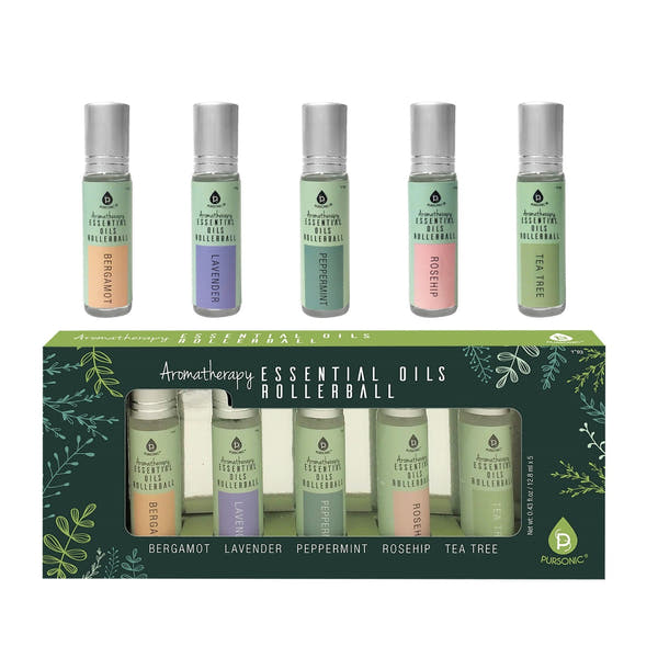 Aromatherapy Essential Oils Rollerballs (Bergamot, Lavender, Peppermint, Rosehip, Tea Tree)
