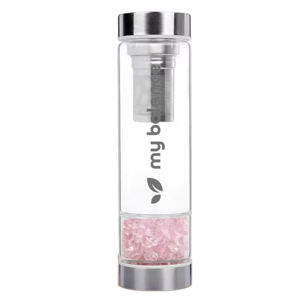 My Balance's High-Quality Borosilicate Glass Bottle with Pink Quartz