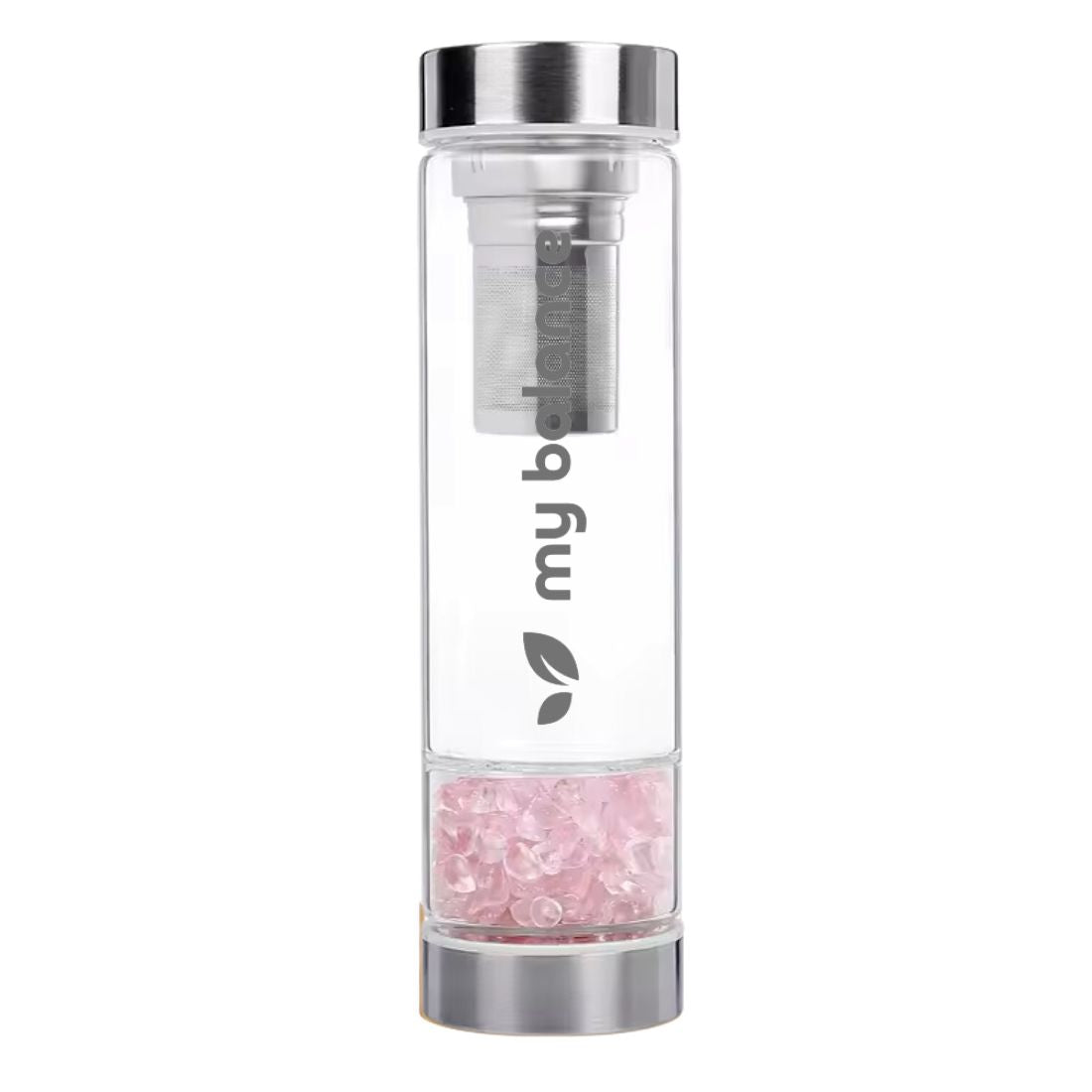 My Balance's High-Quality Borosilicate Glass Bottle with Pink Quartz